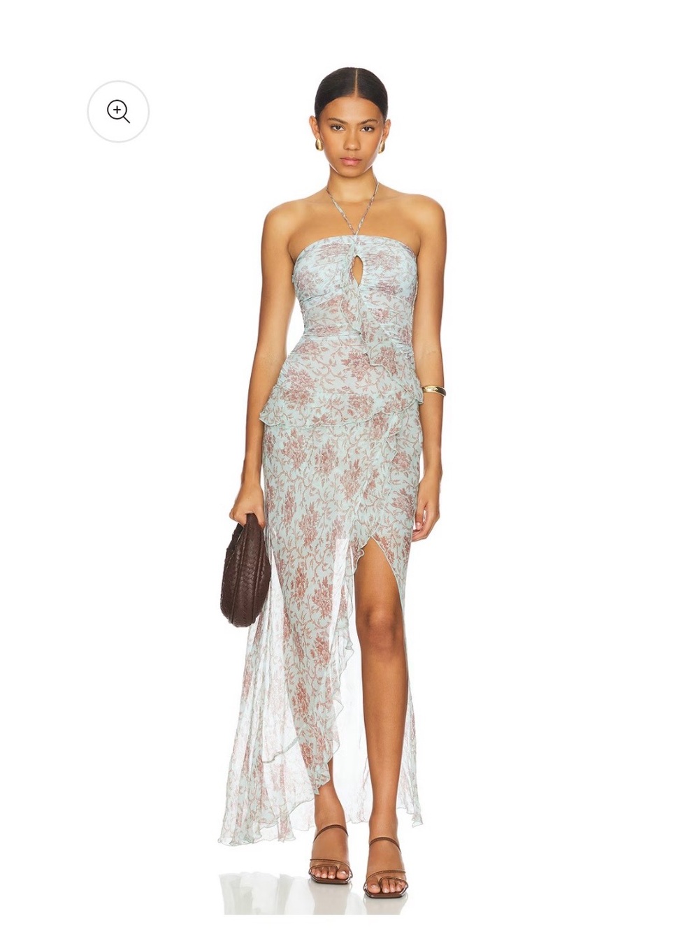 Bec & Bridge Strapless Lace Maxi Dress in Mint and Blush